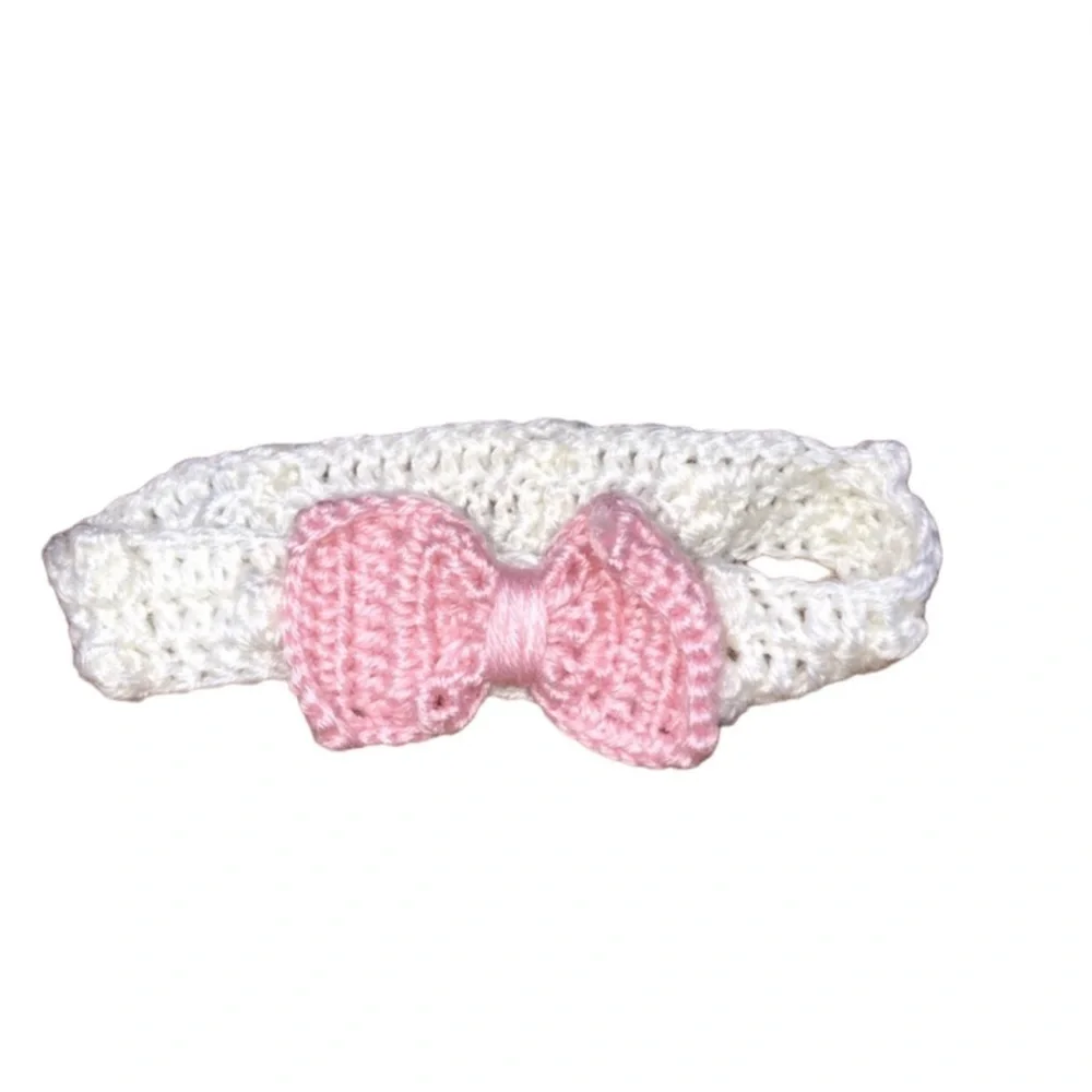 Adorable Little Girls Crochet Pink Bow Headband